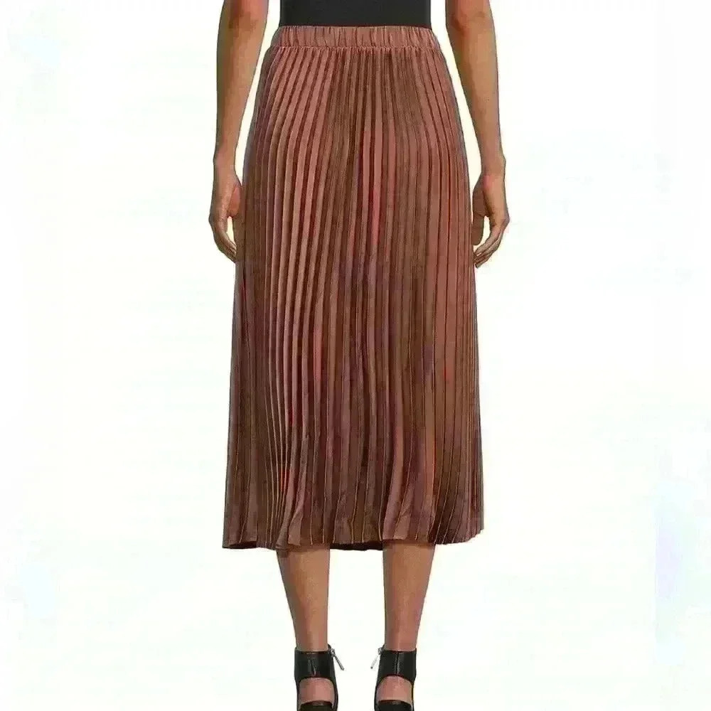 Adrianna Papell pull on champagne pink pleated skirt medium new nwt - Picture 2 of 4